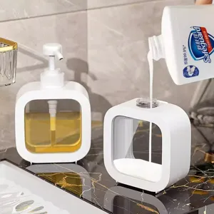500ml square refillable pump bottle with transparent window for soap and shampoo