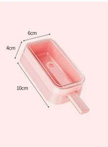 Pink silicone popsicle mold with lid measuring 10cm x 6cm x 4cm for homemade treats
