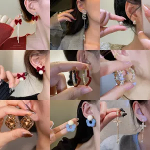 Stunning collection of elegant earrings featuring bow, pearl, flower and letter charms