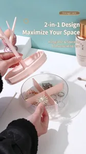 Detailed view of the 2-in-1 tree-shaped jewelry organizer with partitioned base