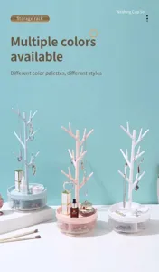 Rotating tree jewelry organizer stand for necklaces and earrings in multiple colors