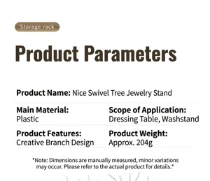 Rotating branch jewelry rack specifications with plastic material and lightweight design