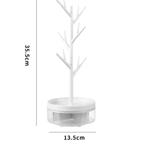 Organisateur de bijoux rotatif blanc en forme d'arbre dimensions 35,5 cm sur 13,5 cm de large