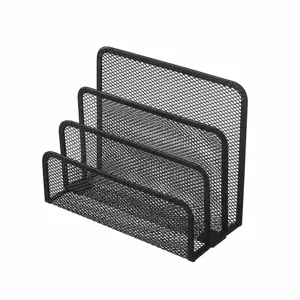 Organizador profesional de malla metálica negra de 4 niveles, dimensiones 17,4x17,4x8 cm