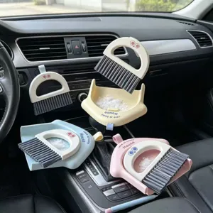 Cute mini portable broom and dustpan set for car interior and office desk cleaning