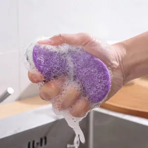 High Density Colorful Dishwashing Sponge Dual Sided Scouring Pad Wood Pulp Fiber Kitchen Cleaning Sponge For Pot Bowl Scrubbing