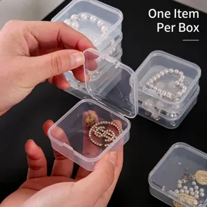 Small transparent PP plastic storage box with lid for jewelry and accessories