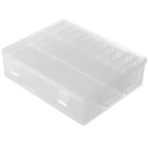 Transparent PP plastic storage box with multiple independent compartments and dust-proof lid.