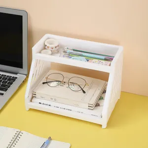 Scaffale Bianco a Doppio Strato Zampa di Gatto Traforata Plastica Organizzatore Cosmetici Bagno Cucina Scaffale