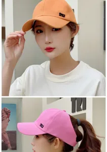 Stylish women's ponytail friendly baseball visor cap for summer sun protection