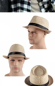 Angolazioni multiple di un cappello di paglia elegante su testa di manichino