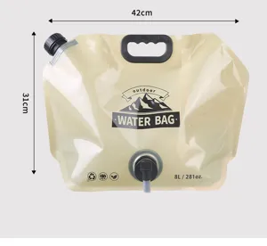 8L portable folding outdoor water bag with tap and handle, size 42x31cm dimension view