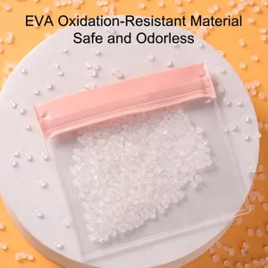 Transparent anti-oxidation EVA jewelry storage bag with pink seal for earring and necklace