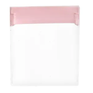 Clear EVA jewelry storage bag with pink airtight seal for earrings and necklaces