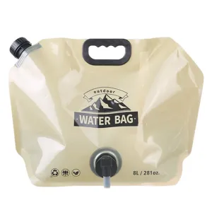 8L Portable Foldable Outdoor Water Storage Bag with Tap and Reinforced Handle for Camping