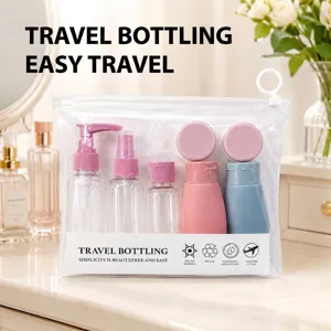 Contenitore per Flaconi Ricaricabili da Viaggio Flaconi a Pompa per Lozione Spray Cosmetici Portatili Con Borsa Trasparente Con Cerniera