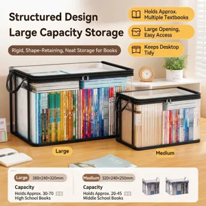 Clear PVC Book Storage Bag Large Capacity Waterproof Dustproof Household Student File Organizer With Handle Zipper
