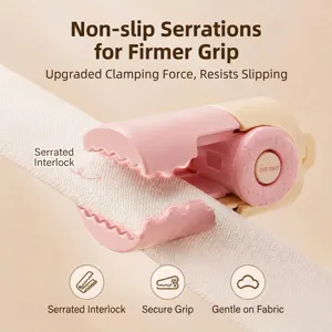 Cute donut-shaped duvet clip with anti-slip serrations for secure bedsheet fastening