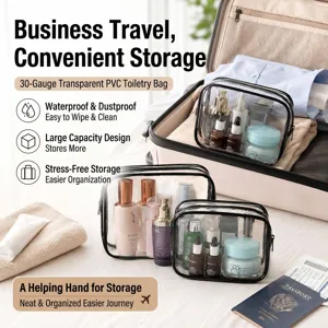 Set di borse cosmetiche in PVC trasparente ispessito per l'organizzazione di viaggi e trucco