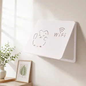 Modern PVC Electric Meter Box Decorative Cover Hollow Cat WiFi Pattern Minimalist Flip Lid Wall Art Home Concealment Box