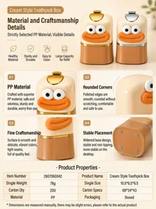 Detailed view of the creative cream-colored bird automatic pop-up toothpick holder jar
