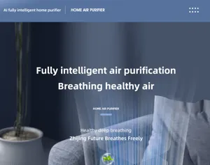 Purificateur d'air intelligent montrant le flux d'air sain dans un salon moderne