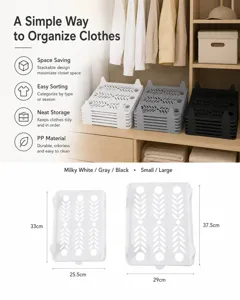 Stackable PP closet organizer trays for clothes storage available in multiple sizes