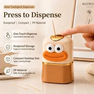 Cartoon bird shaped automatic toothpick dispenser with press button pop-up feature