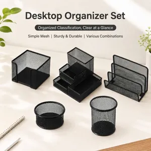 Schreibtisch Metallgitter Büro Organizer Set Multifunktionaler Stifthalter Notizzettelbox Büroklammerhalter Schreibwaren Büro Aufbewahrung
