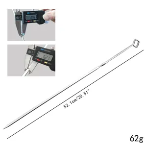 Langer 52 cm Grillspieß aus Edelstahl mit quadratischem Ringgriff und Maßangaben