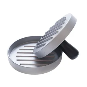 Professional non-stick burger patty press meat maker tool with ridges and handle