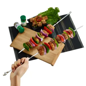 Edelstahl Grillspieße Lange Flache Grillnadel Mit Ringgriff Wiederverwendbare Metallspieße Für Outdoor Picknick BBQ