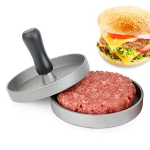 Non-stick aluminum burger press patty maker tool for perfectly shaped hamburgers