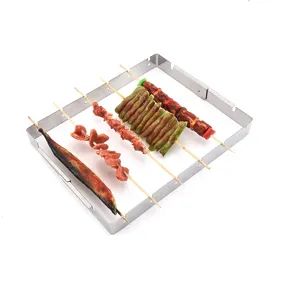 Πτυσσόμενη βάση για σουβλάκια BBQ από ανοξείδωτο χάλυβα για κάμπινγκ και πικνίκ