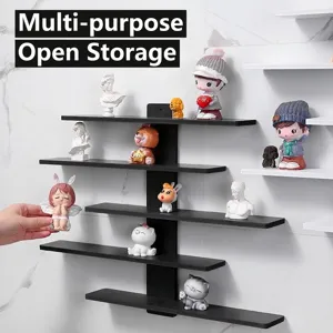Scaffale da parete in legno a 5 livelli per collezione di figurine e scatole cieche