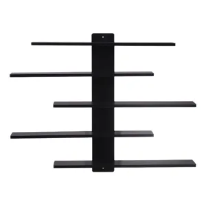 Scaffale a parete nero a 5 livelli per oggetti da collezione e decorazioni