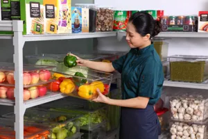 Bac alimentaire en PC transparent pour un stockage organisé des légumes en cuisine pro