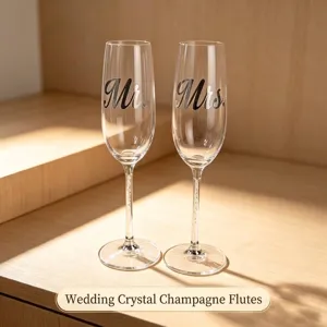 Mr And Mrs Crystal Champagne Flutes Couple Set Glitter Stem Luxury Wedding Toasting Glasses Engagement Anniversary Party Wine Cup