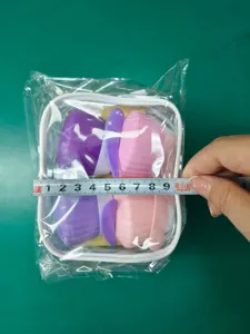 Detailed view of the portable silicone travel bottles set showing real dimensions