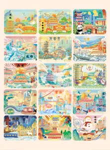 Detailed showcase of diverse self-heating warm patches with artistic Chinese city designs