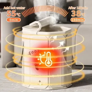 Foldable portable foot soaking bucket with heat insulation cover and temperature display