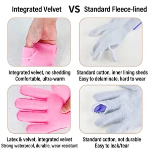 Comparación de guantes domésticos de forro polar integrado y forro estándar.