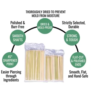 Professional flat green skin bamboo skewers for BBQ grilling and teppo gushi skewers