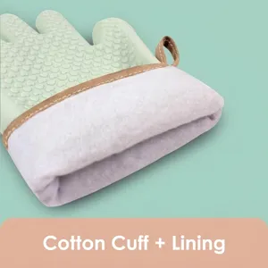 Gant de cuisine professionnel en silicone résistant à la chaleur avec doublure coton épais
