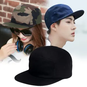 Uomo Cotone Cinque Pannelli Berretto da Baseball Visiera Piatta Corona Morbida Skateboarding Camping Berretto Hip Hop Streetwear Protezione Solare