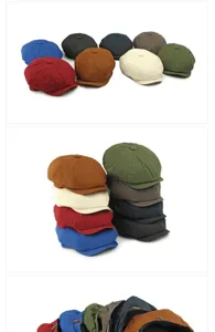 Collezione di coppole in cotone multicolori in stile retrò britannico ottagonale.