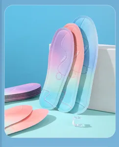 Macro view of gradient cooling insoles with breathable wavy pattern for summer comfort