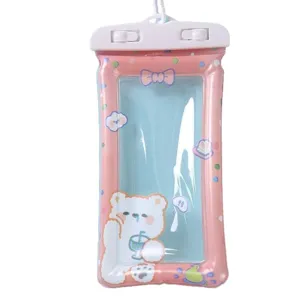 Pochette étanche rose cartoon avec coussin d'air et écran tactile pour téléphone