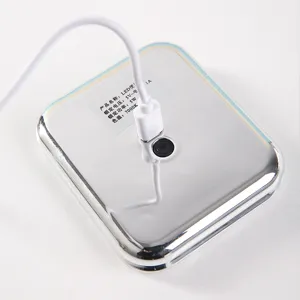 Miroir de maquillage LED électrogalvanisé portable avec port de charge USB, vue arrière
