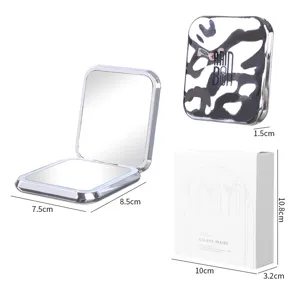 Miroir de maquillage LED argenté galvanisé portable avec design pliable et boîte